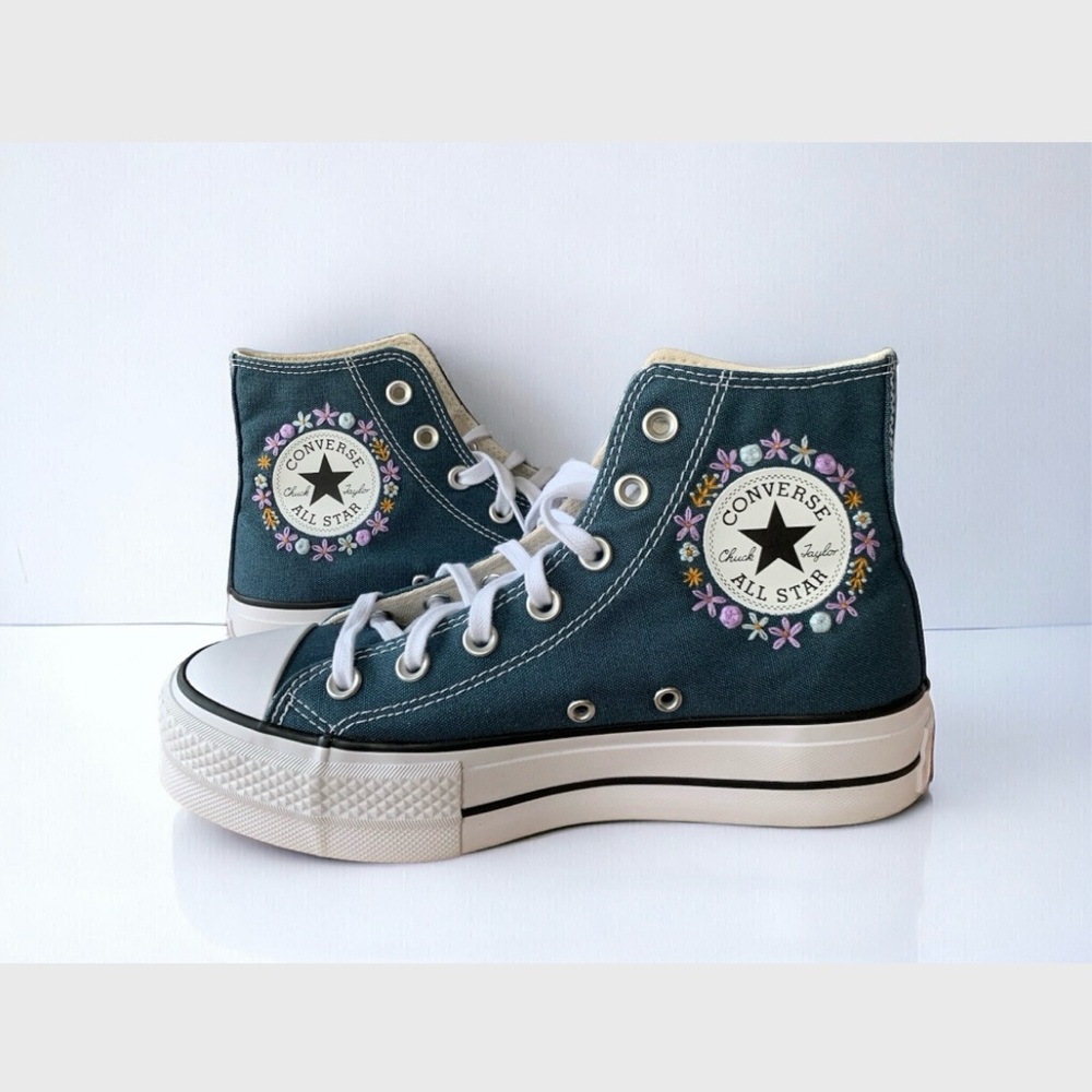 Deep Sleep Converse Embroidered Flowers DIY Custom Converse
